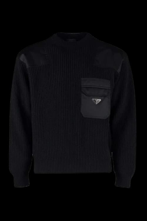 Prada Patch-Detailed Crewneck Knitted Jumper Black