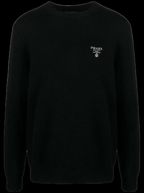 Prada Cashmere Logo Knitwear Black/White