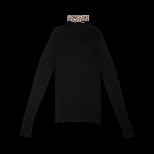 Prada Jacquard Collar Turtleneck Sweater 'Black'