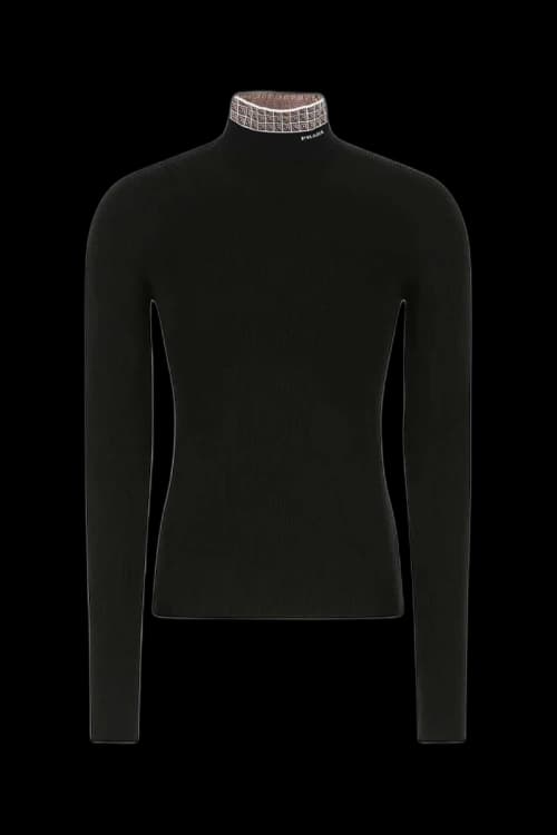 Prada Logo Intarsia Jacquard High-Neck Sweater Black