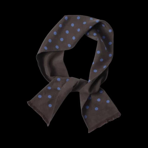 Margaret Howell Polka Dot Tie Scarf 'Ebony/Cobalt'