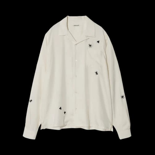 Undercover Spider Embroidered Semi-Sheer Buttoned Shirt 'White'
