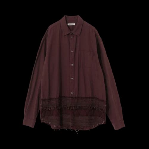 Undercover Embroidered Frayed Long-Sleeve Shirt 'Red'