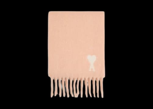 Ami Paris Ami De Coeur Logo Alpaca Wool Scarf Pink