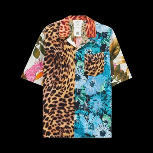 Marine Serre Regenerated Silk Scarves Bowling Shirt 'Multicolor'