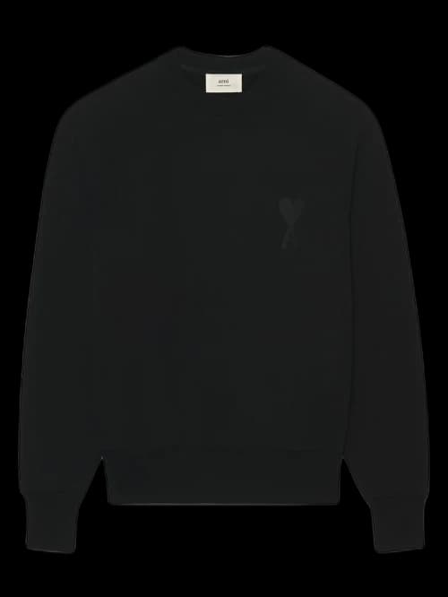 Ami Paris Ami De Coeur Tonal Boxy Fit Crewneck Black