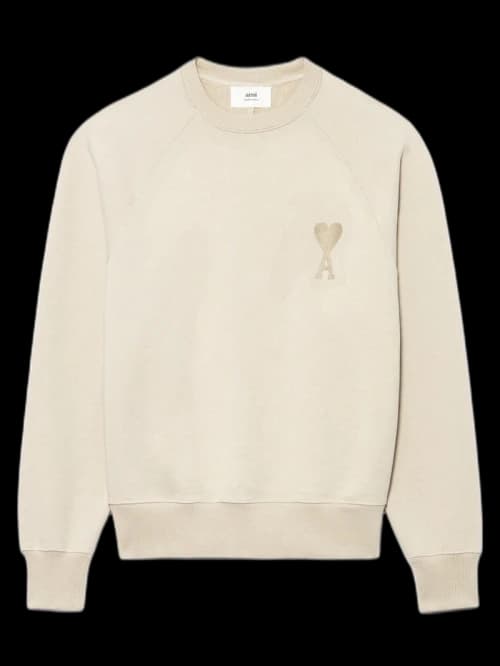Ami Paris Ami De Coeur Tonal Boxy Fit Crewneck Beige
