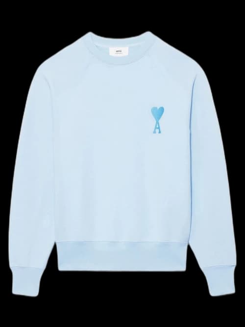 Ami Paris Ami De Coeur Tonal Boxy Fit Crewneck Sky Blue