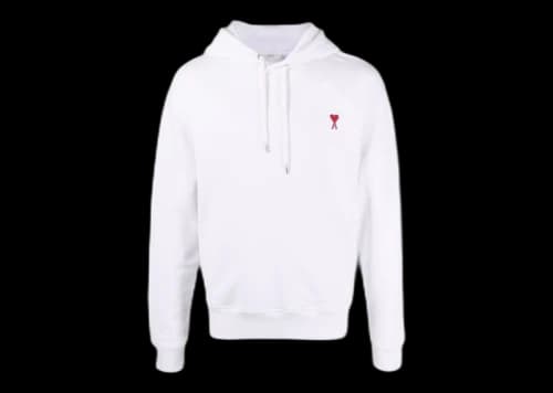 Ami Paris Ami de Coeur Organic Cotton Hoodie White/Red
