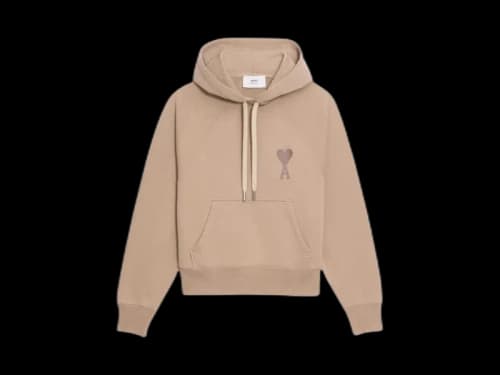 Ami Paris Ami de Coeur Tone-On-Tone Hoodie Beige