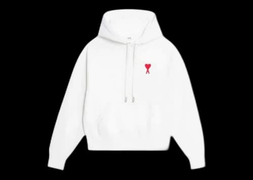 Ami Paris Ami de Coeur Tonal Small ADC Classic Fit Hoodie White/Red