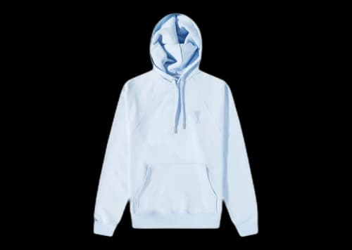 Ami Paris Ami De Coeur Tonal Popover Hoodie Sky Blue