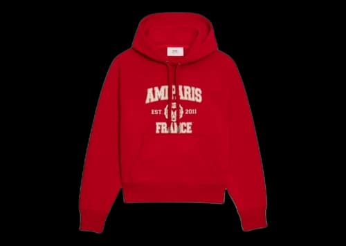 Ami Paris France Boxy Fit Hoodie Red/White