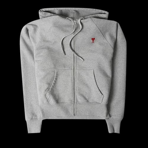 Ami Zipped Hoodie 'Heather Grey'
