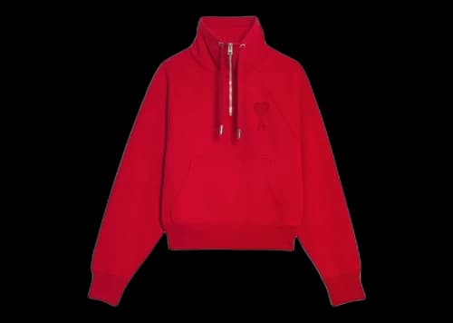 Ami Paris Ami de Coeur Half-Zip Boxy Fit Sweatshirt Red/Red