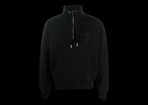 Ami Paris Ami de Coeur Half-Zip Boxy Fit Sweatshirt Black/Black