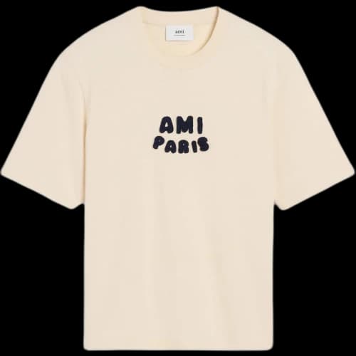 Ami Paris Crochet Logo T-Shirt 'Cream'