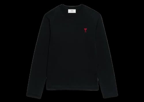 Ami Paris Long Sleeve Ami De Coeur T-Shirt Black