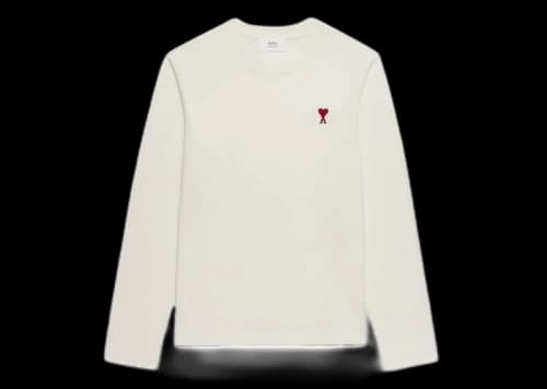 Ami Paris Long Sleeve Ami De Coeur T-Shirt White