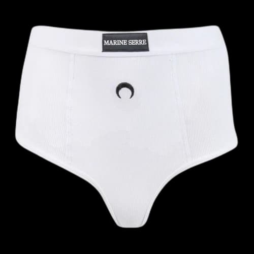 Marine Serre Ribbed Cotton Branded Panties 'White'