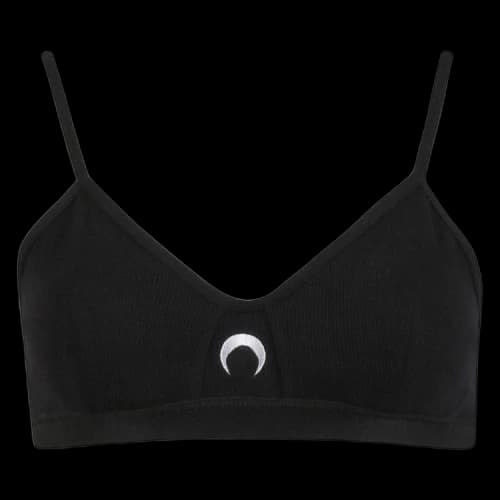 Marine Serre Ribbed Cotton Branded Bra 'Black'
