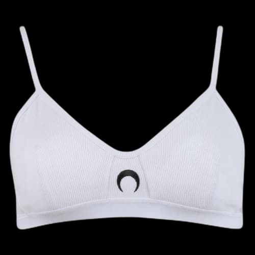 Marine Serre Ribbed Cotton Branded Bra 'White'