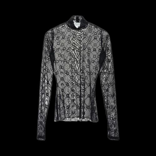 Marine Serre Moonogram-Flocked Mesh Top 'Black'