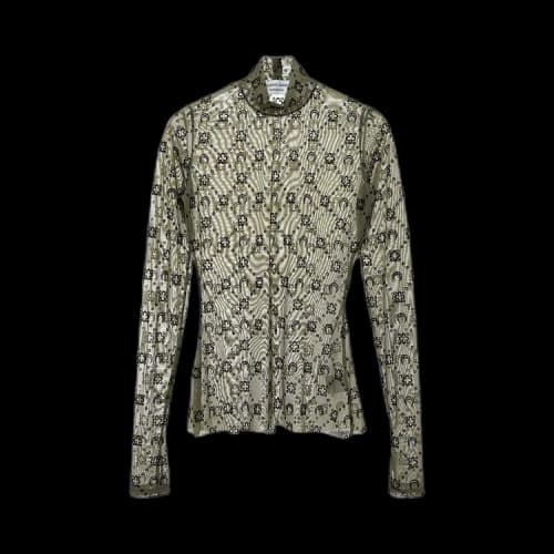 Marine Serre Moonogram-Flocked Mesh Top 'Green'