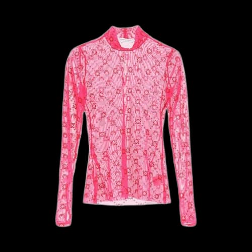 Marine Serre Recycled Moonogram Flocked Mesh Top 'Pink'