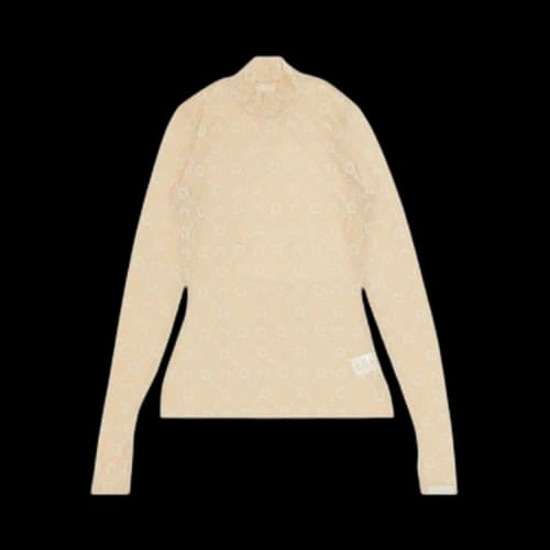 Marine Serre Moonogram Flocked Mesh Second Skin Top 'White On Beige'