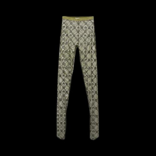 Marine Serre Moonogram-Flocked Mesh Tights 'Green'