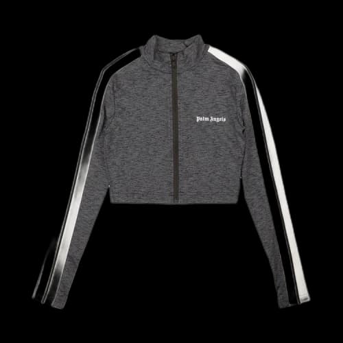 Palm Angels Logo Crop Zip Up Track Jacket 'Heather Grey'