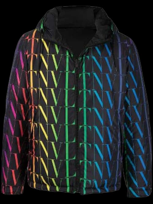 Valentino VLTN Allover Logo Reversible Down Jacket Black/Multicolor