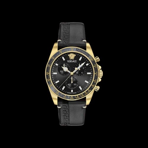 Versace Greca Chrono Wave Leather Watch 'Gold'