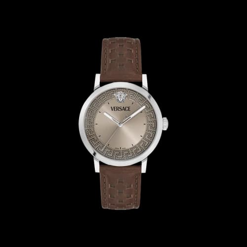 Versace Albireo Leather Watch 'Stainless Steel'