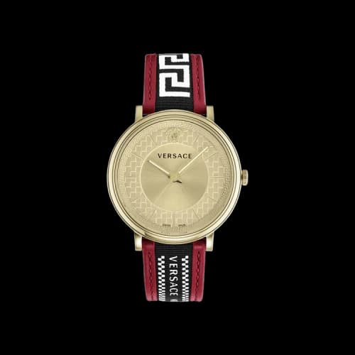 Versace V Circle Leather Watch 'Gold'