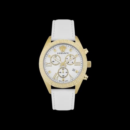 Versace Greca Chrono Leather Watch 'Gold'