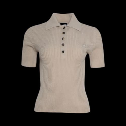 Courrèges Signature Rib Knit Polo 'Cappuccino'