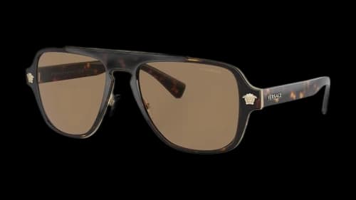 Versace 2199 1252LA Aviator with Polarized Lens Sunglasses Havana