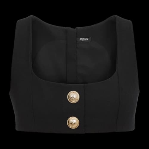 Balmain Cropped Buttoned Gdp Strap Top 'Noir'