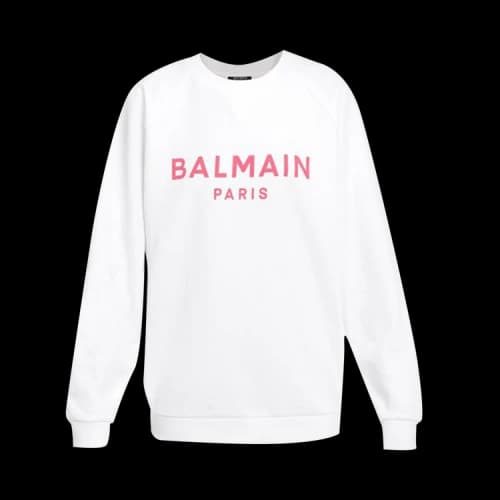 Balmain Printed Logo Sweatshirt 'Blanc/Rose'