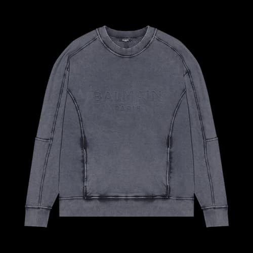 Balmain Embosed Logo Crewneck 'Navy'