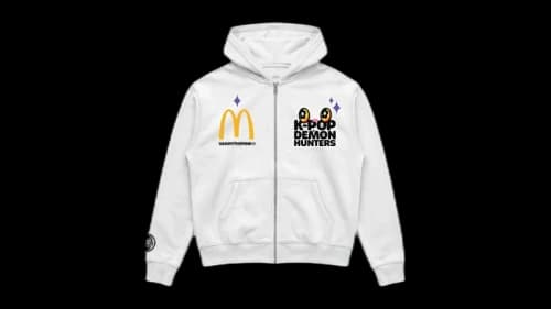 Vandy The Pink x Netflix KPOP Demon Hunters x McDonald's Logo Full Zip Hoodie White