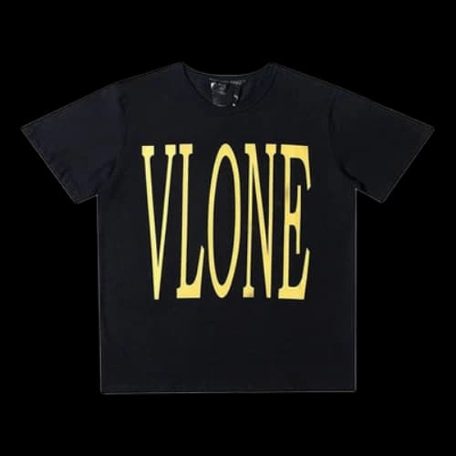 VLONE Yellow Large Logo Short Sleeve Black