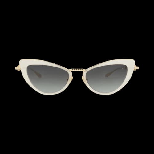 Valentino Sunglasses Cat Eye-Frame Acetate and Metal hite Gold Grey (VLS-102D-50)