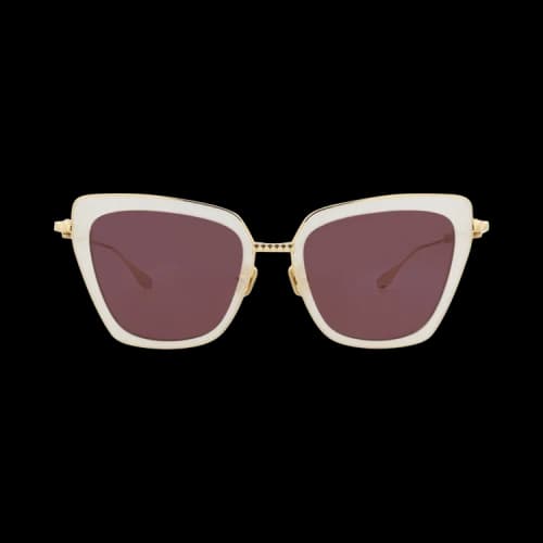 Valentino Cat Eye-Frame Acetate and Metal Sunglasses Ivory Gold Bordeaux (VLS-165C-53CA)