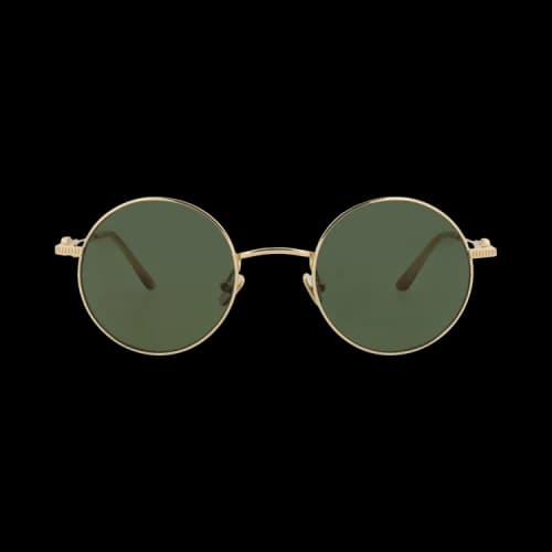 Valentino Round-Frame Metal Sunglasses Gold Gold Green (VLS-173B-48)