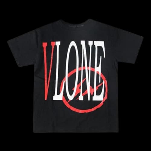VLONE x Fragment Design Crossover Flash Large Logo Round Neck Short Sleeve Couple Style Black Red