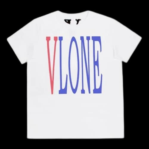 VLONE Back Large Logo Short Sleeve Couple Style White Blue