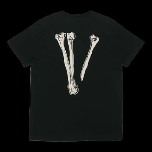 VLONE Back Skeleton Printing Round Neck Pullover Short Sleeve Couple Style Black